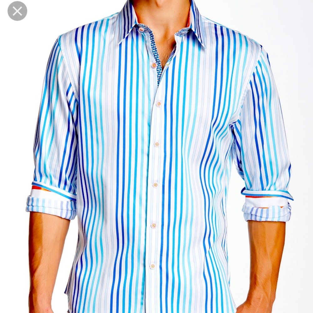 NWT Robert Graham Pacific Grove blue shirt XL